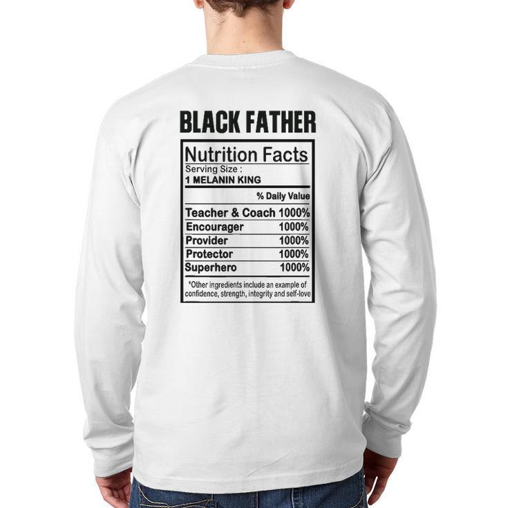 Black Father Nutrition Facts Melanin King Back Print Long Sleeve T-shirt