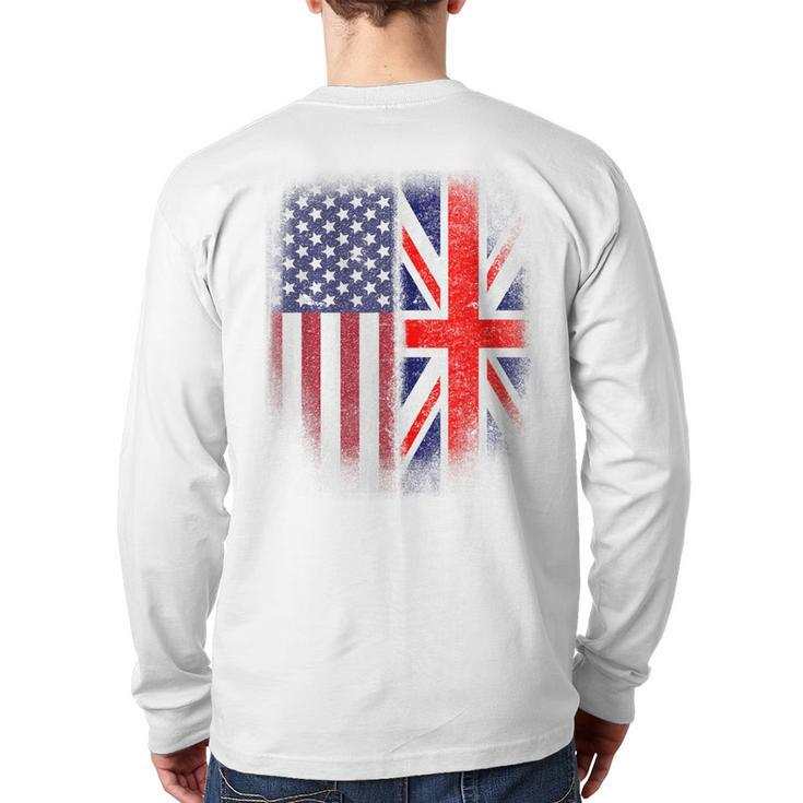 British American Flag Great Britain Union Jack Uk Back Print Long Sleeve T-shirt