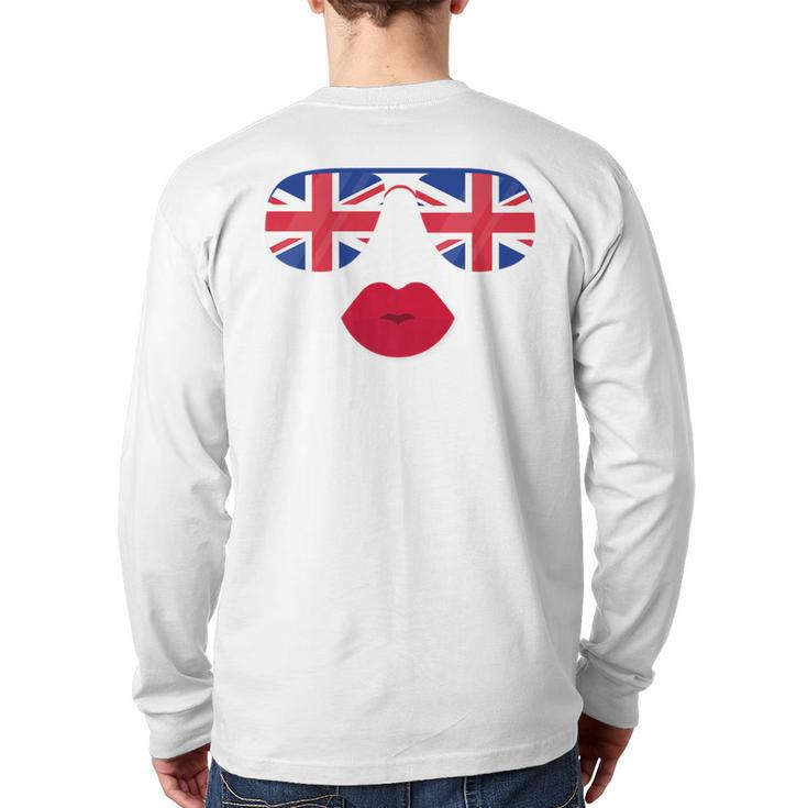 British Sunglasses Lips Flag United Kingdom Flags Uk Back Print Long Sleeve T-shirt