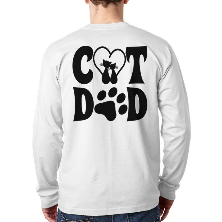 Cat Dad Heart Personalized Cat Dad Back Print Long Sleeve T-shirt