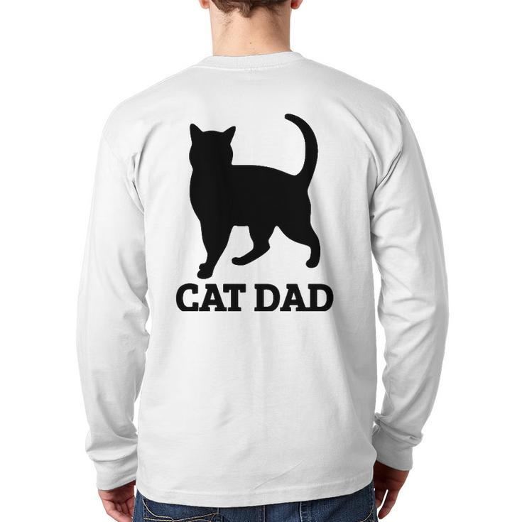 Cat Dad Mens Cat Tee Back Print Long Sleeve T-shirt