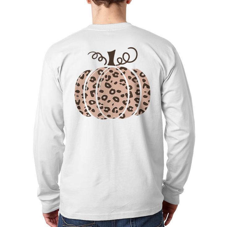 Cheetah Print Pumpkin Animal Print Pumpkin Back Print Long Sleeve T-shirt