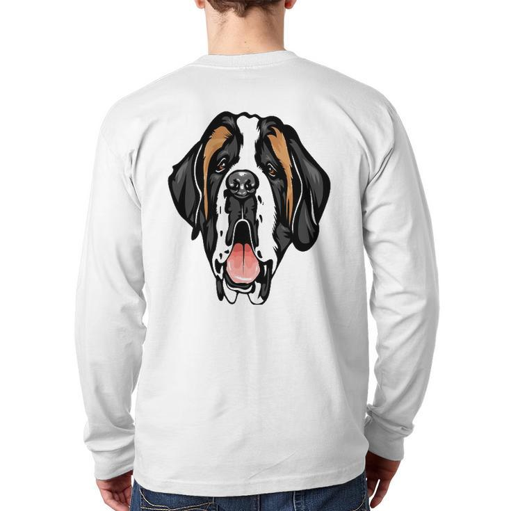 Cool Saint Bernard Face Pet Lover Back Print Long Sleeve T-shirt