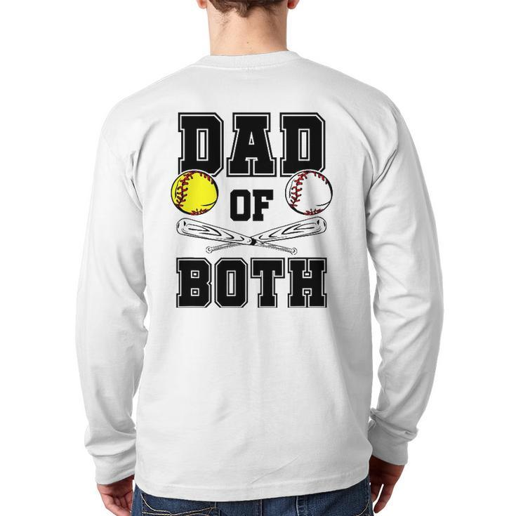 Dad Of Both Dad Of Ballers Baseball Softball Back Print Long Sleeve T-shirt