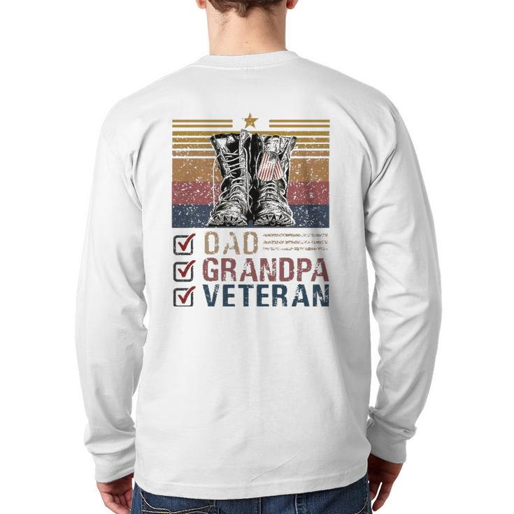 Dad Grandpa Veteran Vintage Favorite Holiday Veteran's Day Back Print Long Sleeve T-shirt