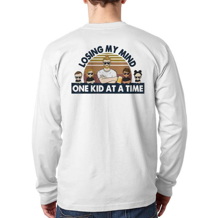 Dad Losing My Mind One Kid At A Time Back Print Long Sleeve T-shirt