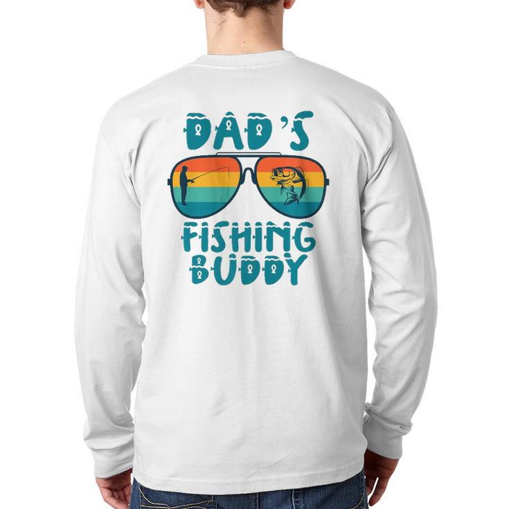 Dad's Fishing Buddy Cute Fish Sunglasses Youth Kids Back Print Long Sleeve T-shirt