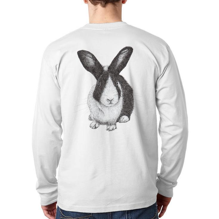 Dutch Rabbit Cute Bunny Sketch Back Print Long Sleeve T-shirt