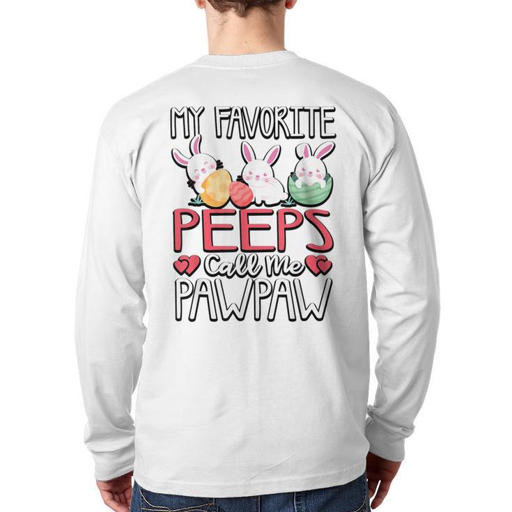 Easter Bunny Rabbit Eggs Favorite Grandpa Pawpaw Back Print Long Sleeve T-shirt