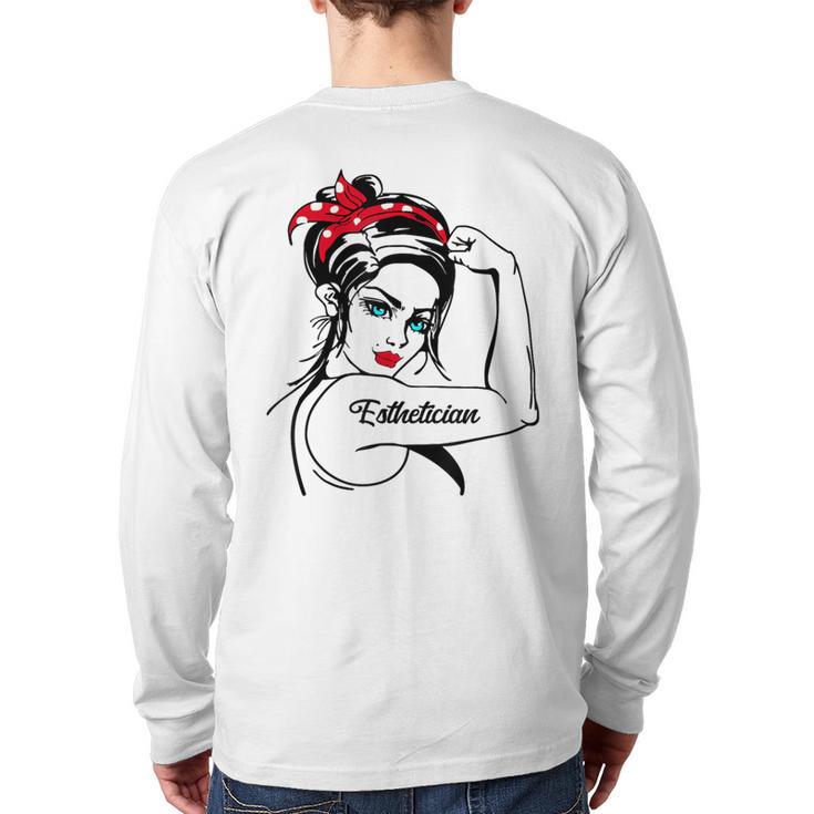 Esthetician Rosie The Riveter Pin Up Back Print Long Sleeve T-shirt