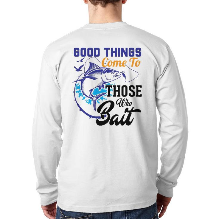 Father's Day For Fisherman Mens Fishing Dad Back Print Long Sleeve T-shirt