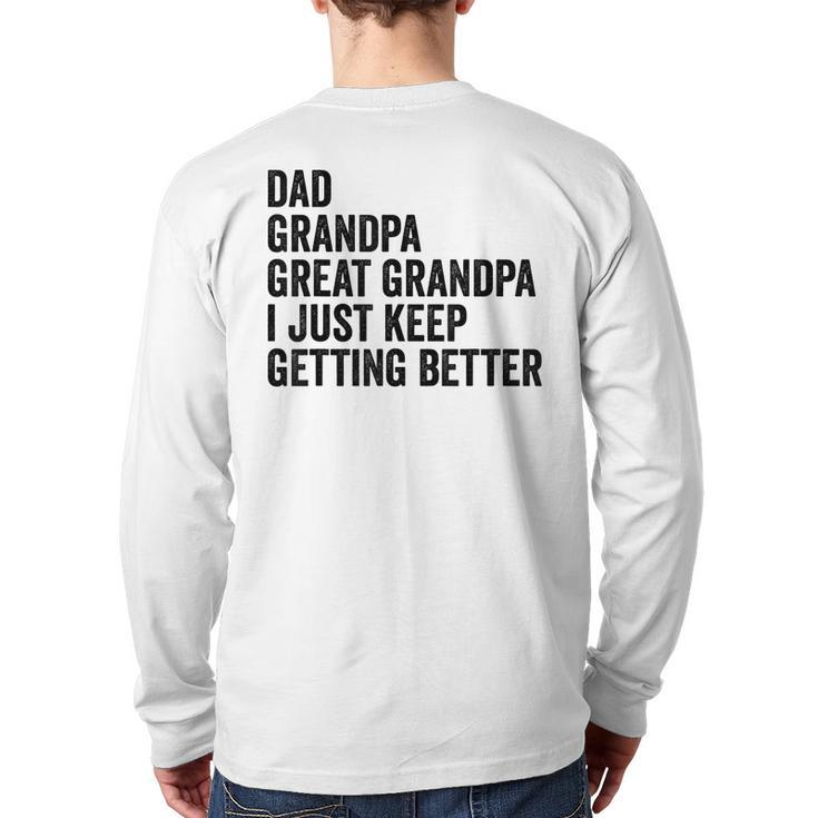 Fathers Day Grandpa From Grandkids Dad Great Grandfather Back Print Long Sleeve T-shirt