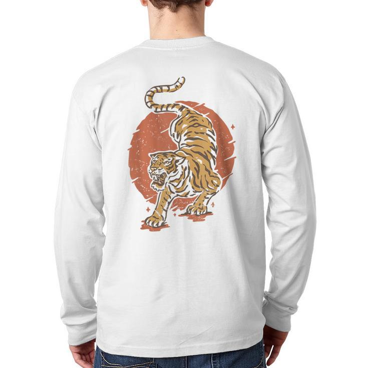 Fearless Japanese Tiger Sun Vintage Back Print Long Sleeve T-shirt