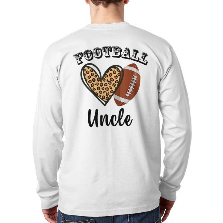 Football Uncle Leopard Heart Sports Players Fathers Day Back Print Long Sleeve T-shirt