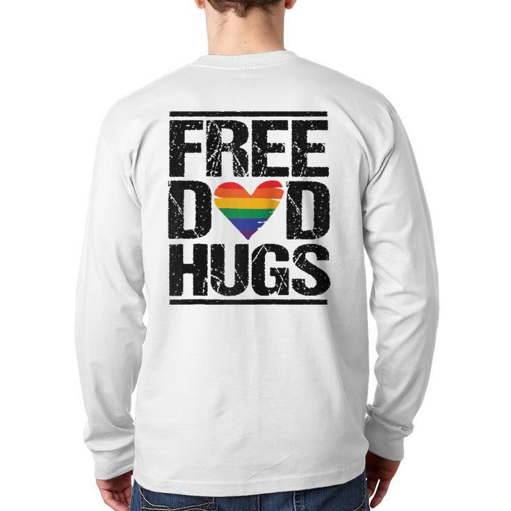 Free Dad Hugs Lgbtq Pride Stepfather Daddy Papa Raglan Baseball Tee Back Print Long Sleeve T-shirt