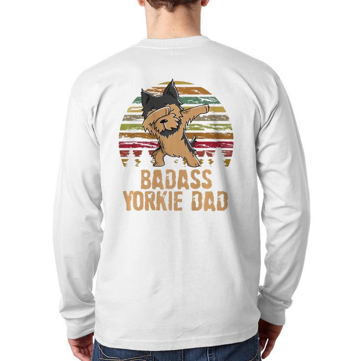 Dabbing Badass Yorkie Dad Back Print Long Sleeve T-shirt
