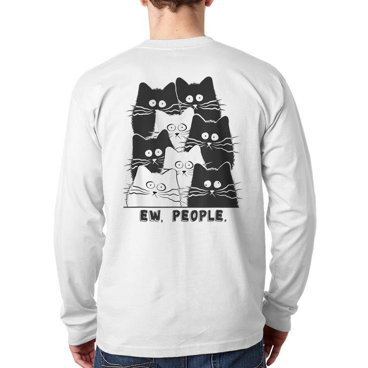 Ew People Graphic Cat Cat Kitten Lovers Back Print Long Sleeve T-shirt
