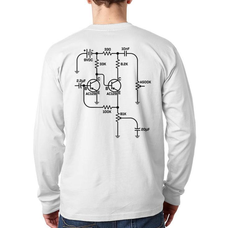 Fuzz Pedal Schematic Diagram Germanium Pnp Circuit Effects Back Print Long Sleeve T-shirt