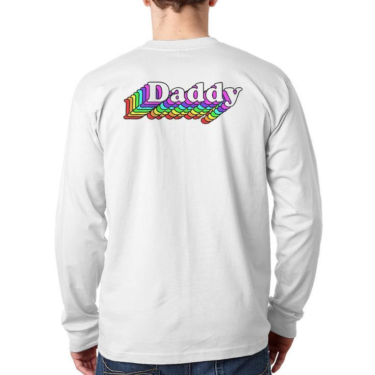 Gay Daddy Bear Retro Style Lgbt Rainbow Lgbtq Pride Daddy Back Print Long Sleeve T-shirt