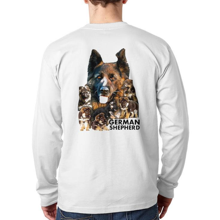 German Shepherd Family Dogs Tee  Back Print Long Sleeve T-shirt