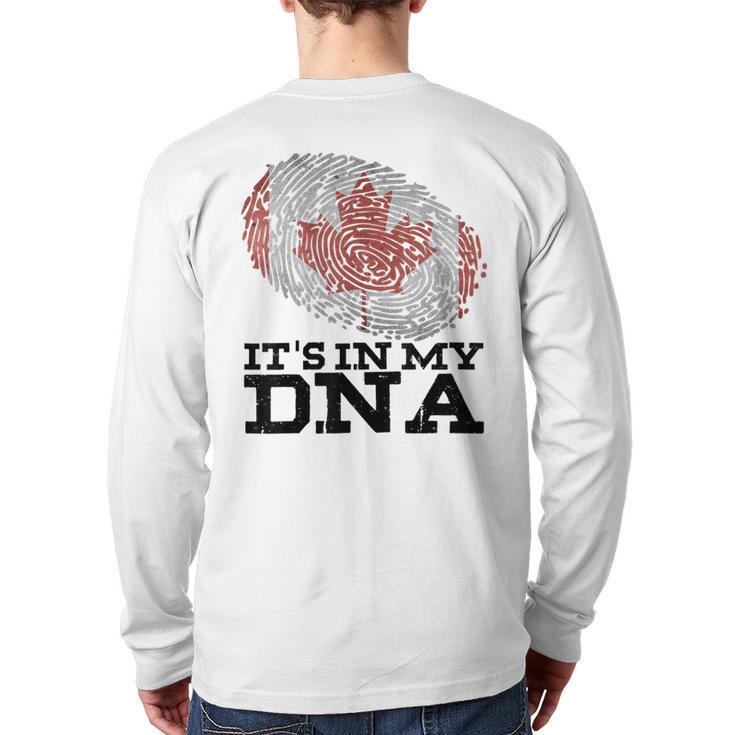 It's In My Dna Canadian Canada Flag Hockey Fan Back Print Long Sleeve T-shirt