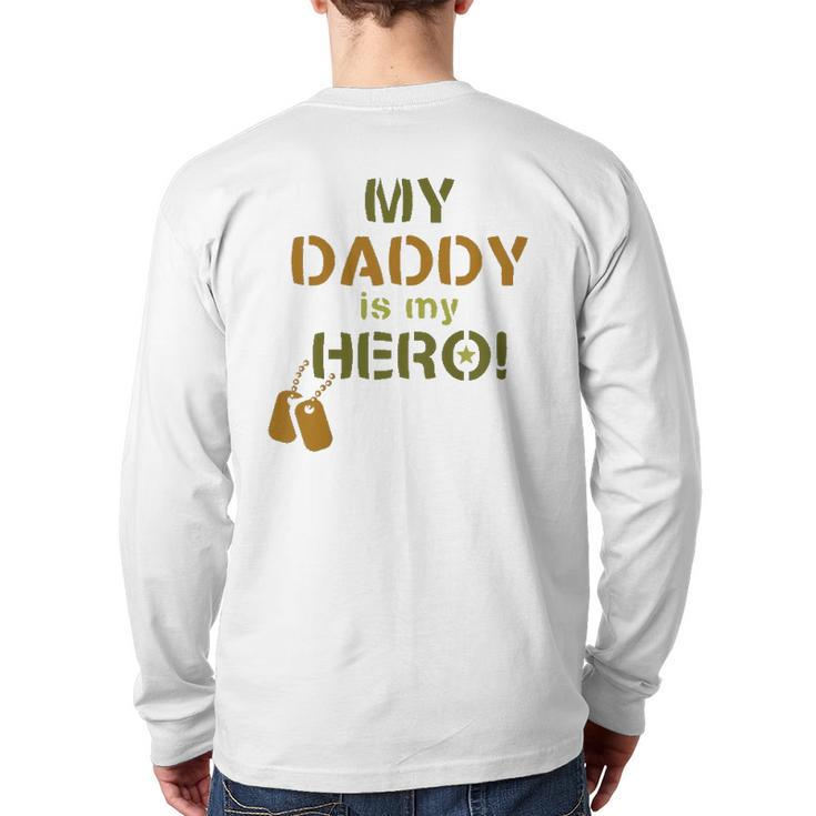 Kids My Daddy Is My Hero Military Soldier Dog Tags Back Print Long Sleeve T-shirt