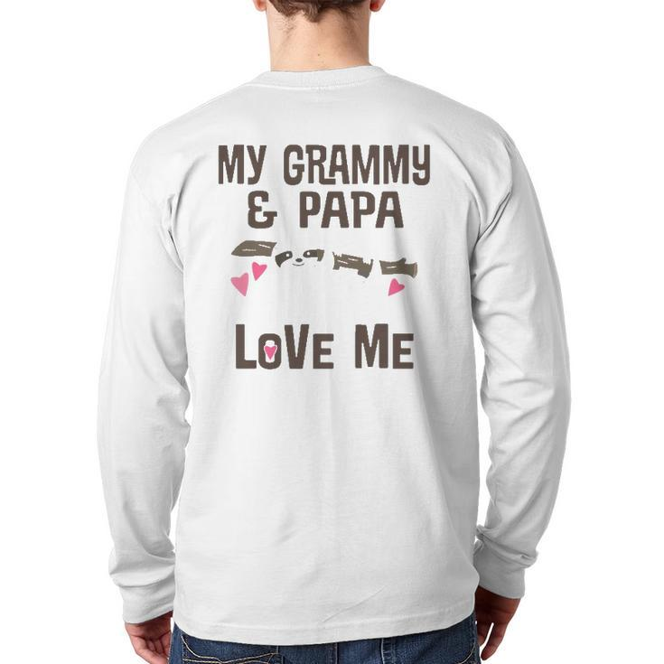 Kids My Grammy And Papa Love Me Granddaughter Sloth Back Print Long Sleeve T-shirt