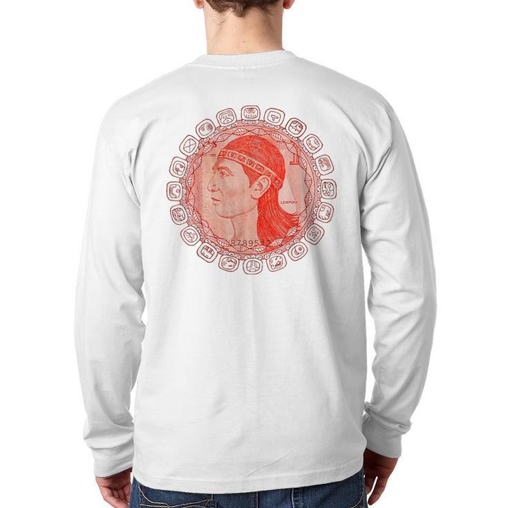 Lempira Circular Mayan Frame Honduras Cacique MW Back Print Long Sleeve T-shirt