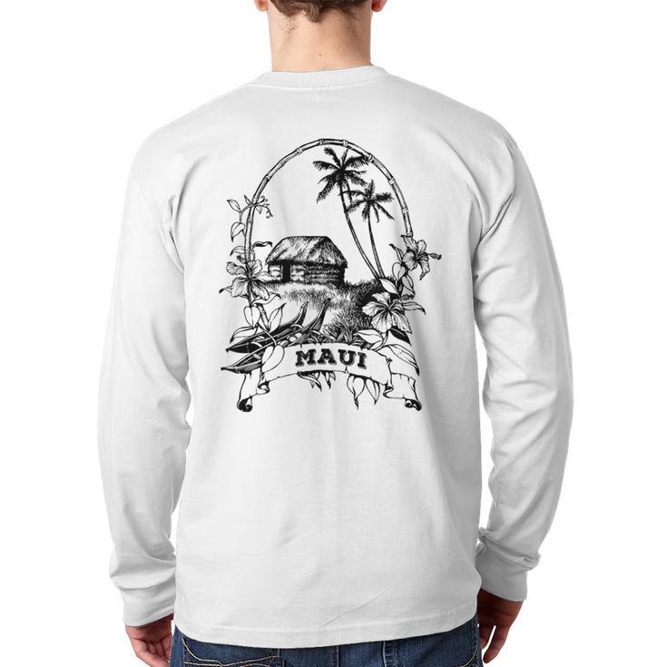 Maui Hawaii Vintage Retro Throwback Classic Vacation Back Print Long Sleeve T-shirt