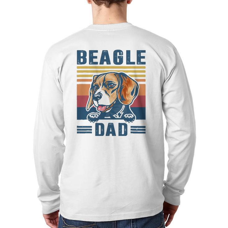 Mens Beagle Dad Father Retro Beagle Dog Dad Back Print Long Sleeve T-shirt