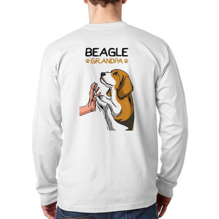 Mens Beagle Grandpa Dog Dad Back Print Long Sleeve T-shirt