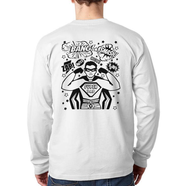 Mens For Dad Daddy Superhero Superdad Super Dad Father's Back Print Long Sleeve T-shirt