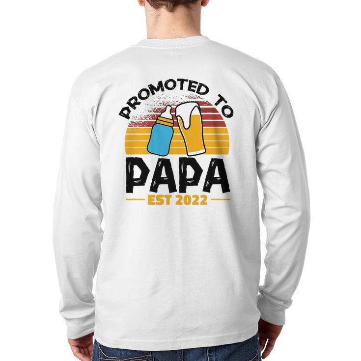 Mens First Time Grandpa Promoted To Papa 2022 Ver2 Back Print Long Sleeve T-shirt