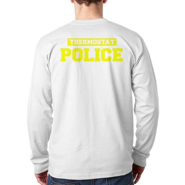 Mens Father's Day Shirt Thermostat Police Dad Shirts Back Print Long Sleeve T-shirt