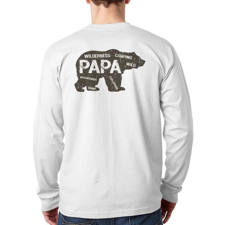 Men's Papa Camping Bear Top Camper Grandpa For Men Back Print Long Sleeve T-shirt