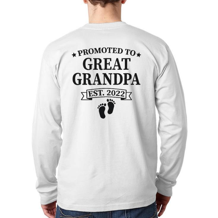 Mens Promoted To Great Grandpa Est 2022 Baby Announcement Back Print Long Sleeve T-shirt