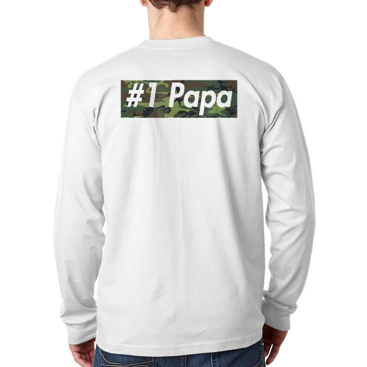 Number One Papa Best Father Dad Camo Box Back Print Long Sleeve T-shirt