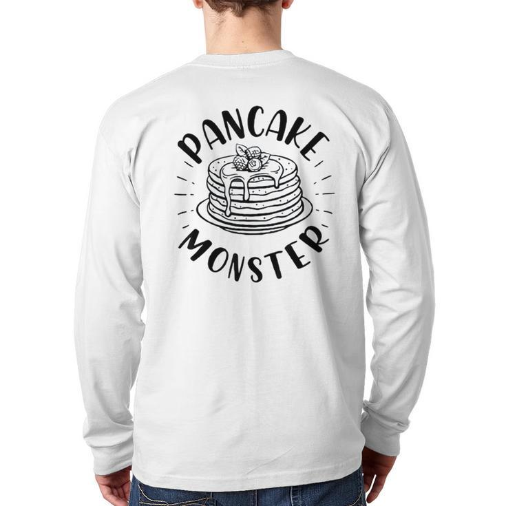 Pancake Monster Dad Son Matching Family Father's Day Back Print Long Sleeve T-shirt