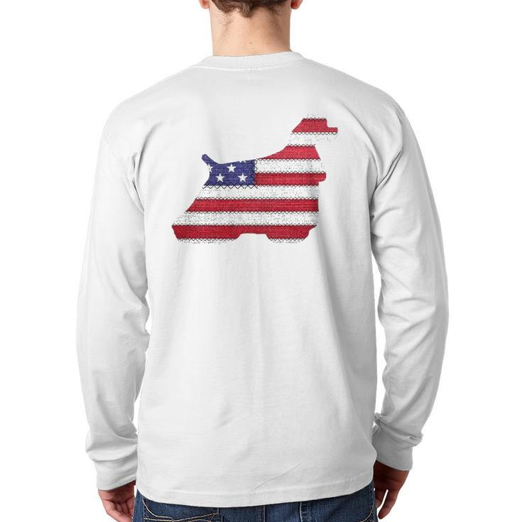 Patriotic American Cocker Spaniel Love Flag Vintage Back Print Long Sleeve T-shirt