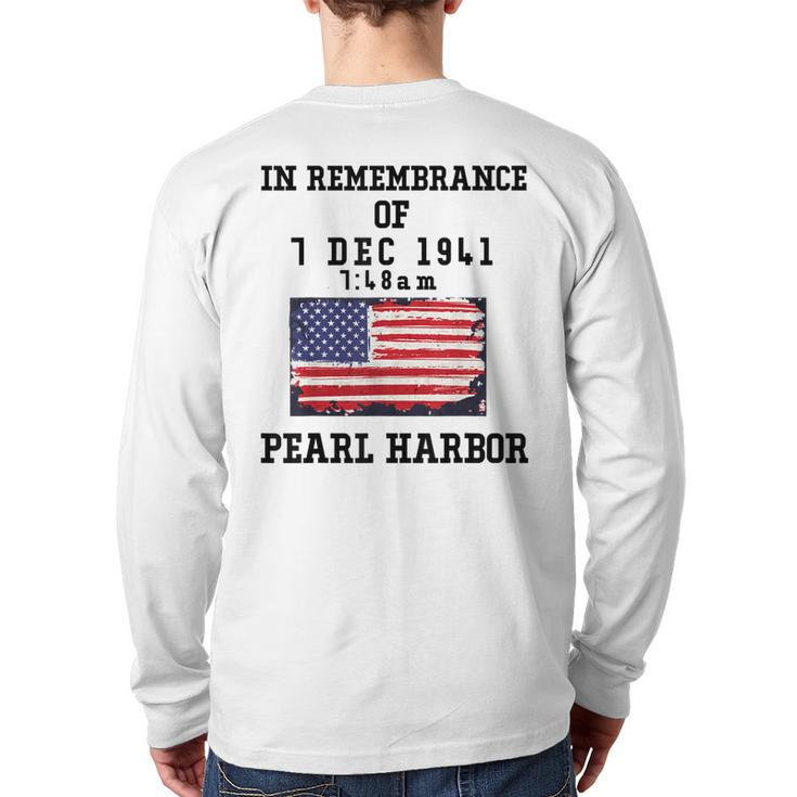 Pearl Harbor T Navy Veteran  Back Print Long Sleeve T-shirt