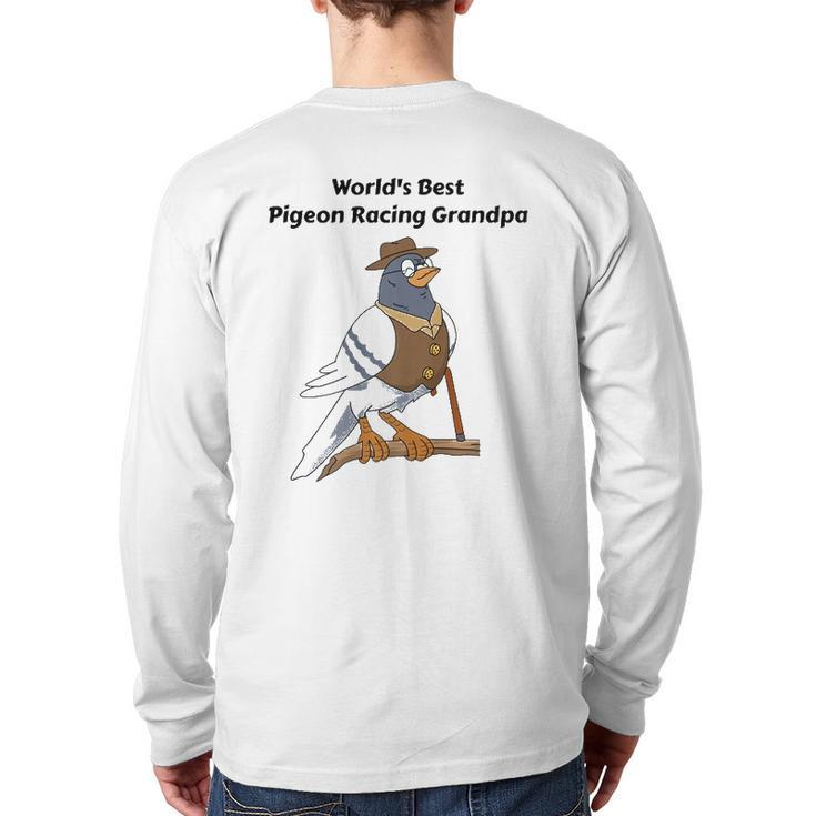 Pigeon Racing Men Grandpa Father's Day Pigeon Racing Back Print Long Sleeve T-shirt