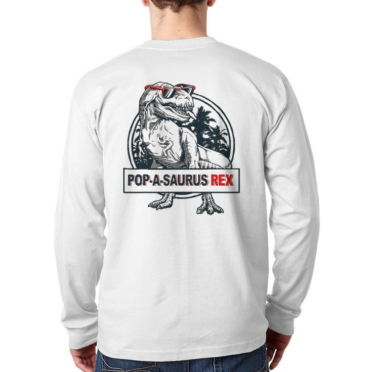 Popasaurus Rex Papa Grandpa Dinosaur Father's Day Back Print Long Sleeve T-shirt