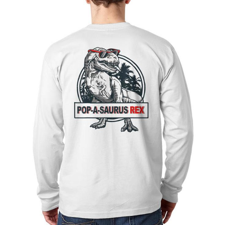Popasaurus Rex Papa Grandpa Pregnancy  Back Print Long Sleeve T-shirt