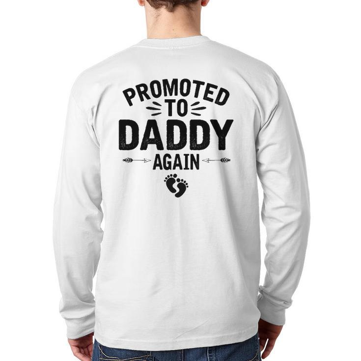 Promoted To Daddy Again Vintage Father's Day For Dad Back Print Long Sleeve T-shirt
