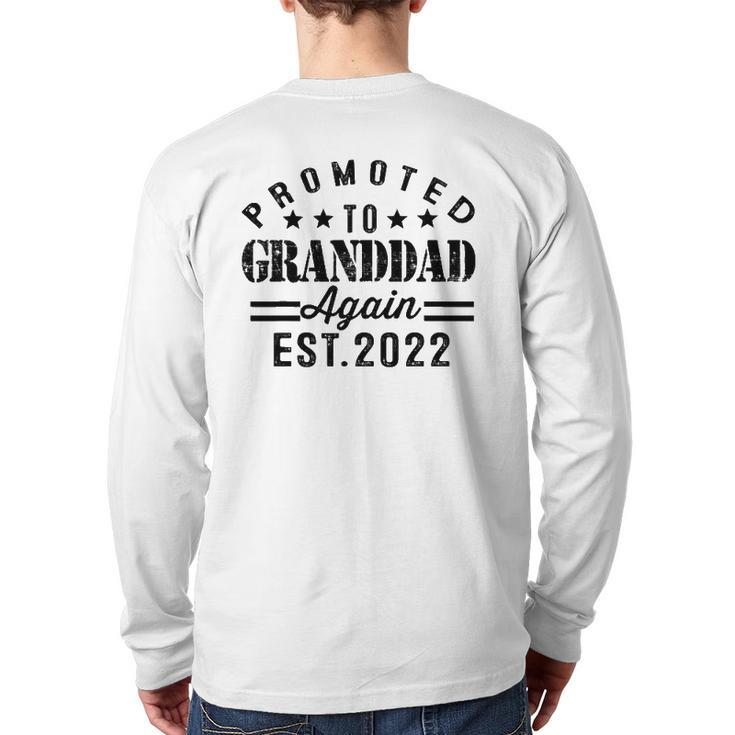 Promoted To Granddad Again Est 2022 Pregnancy Back Print Long Sleeve T-shirt