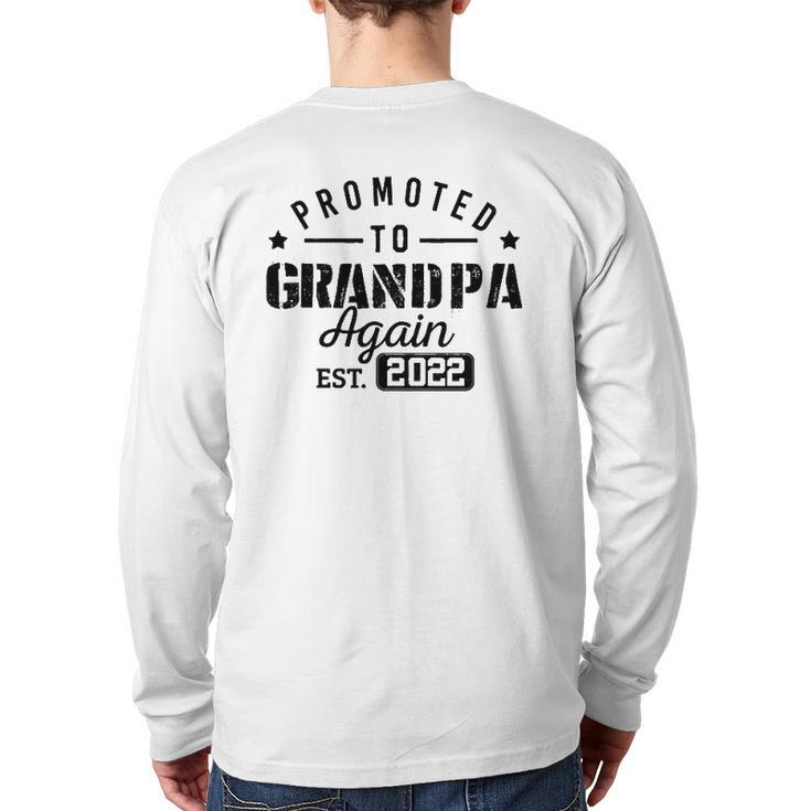 Promoted To Grandpa Again 2022 Baby Pregnancy Announcement Back Print Long Sleeve T-shirt