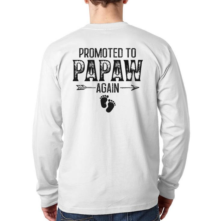 Promoted To Papaw Again Vintage Father's Day For Dad Back Print Long Sleeve T-shirt