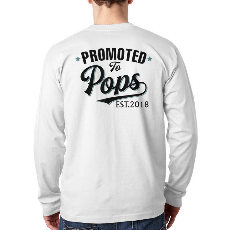 Promoted To Pops Est 2018 New Grandpa Back Print Long Sleeve T-shirt