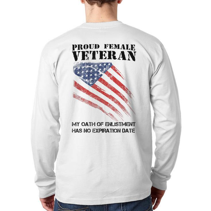 Proud Female Veteran  For Independence Day Back Print Long Sleeve T-shirt