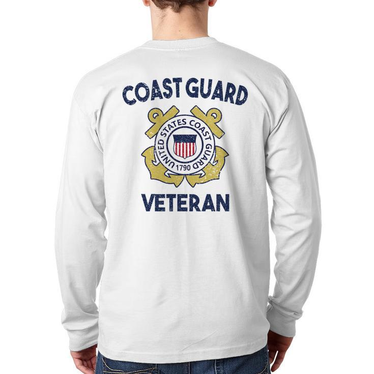 Proud Us Coast Guard Veteran Military Pride Veteran  Back Print Long Sleeve T-shirt